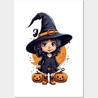 Halloween with Little Witch Posters and Art